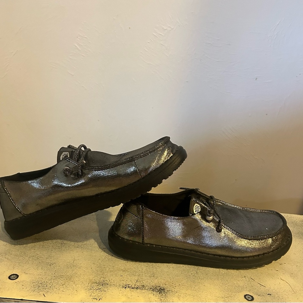 Hey Dude Metallic Gray Sneakers